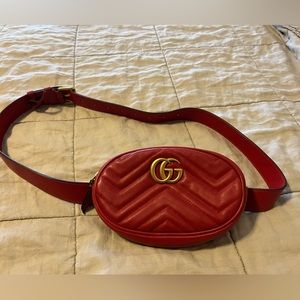 Gucci Marmont Matelasse Belt Bag Fanny Red NWOT